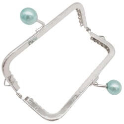 Angel Çanta Aksesuar 10.5 cm Gümüş Metal Su Yeşili Toplu Dikdörtgen Cüzdan Klipsi Çanta Bursu Model 2 - 3