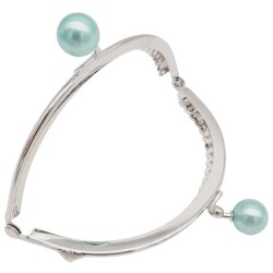 Angel Çanta Aksesuar 10.5 cm Gümüş Metal Su Yeşili Toplu Oval Cüzdan Klipsi Çanta Bursu Model 2 - 3