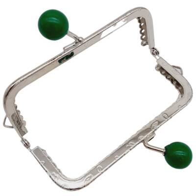 Angel Çanta Aksesuar 10.5 cm Gümüş Metal Yeşil Toplu Dikdörtgen Cüzdan Klipsi Çanta Bursu Model 2 - 3