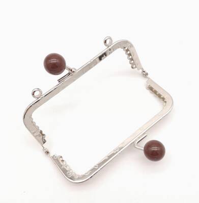 Angel Çanta Aksesuar 10.5 cm Kahverengi Toplu Çanta Klipsi Çanta Bursu Gümüş Metal - 2