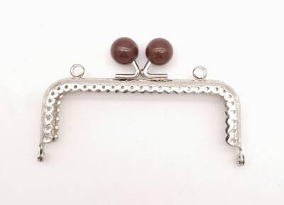 Angel Çanta Aksesuar 10.5 cm Kahverengi Toplu Çanta Klipsi Çanta Bursu Gümüş Metal - 1