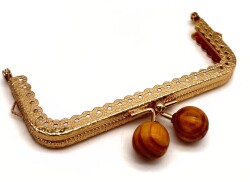 Angel Çanta Aksesuar 10.5 Cm Light Gold Renk Ahşap Toplu Cüzdan Klipsi, Cüzdan Bursu - Angel Çanta Aksesuar