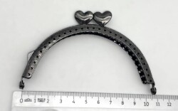 Angel Çanta Aksesuar 10.5 cm Oval Cüzdan Klipsi Cüzdan Bursu Füme Renk Kalpli Model - Angel Çanta Aksesuar