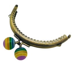 Angel Çanta Aksesuar 10.5 cm Renkli Şeker Başlıklı Cüzdan Çanta Klipsi Bursu Antik Metal - Angel Çanta Aksesuar