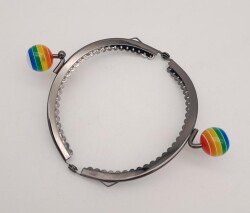 Angel Çanta Aksesuar 10.5 cm Renkli Şeker Başlıklı Cüzdan Çanta Klipsi Bursu Füme Metal - 2