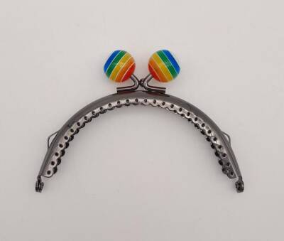 Angel Çanta Aksesuar 10.5 cm Renkli Şeker Başlıklı Cüzdan Çanta Klipsi Bursu Füme Metal - 1