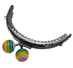 Angel Çanta Aksesuar 10.5 cm Renkli Şeker Başlıklı Cüzdan Çanta Klipsi Bursu Füme Metal - Angel Çanta Aksesuar