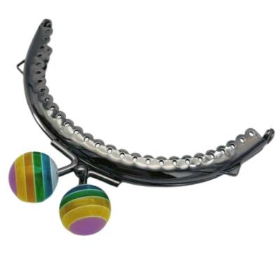 Angel Çanta Aksesuar 10.5 cm Renkli Şeker Başlıklı Cüzdan Çanta Klipsi Bursu Füme Metal - 1