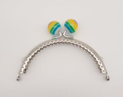 Angel Çanta Aksesuar 10.5 cm Renkli Şeker Başlıklı Cüzdan Çanta Klipsi Bursu Gümüş Metal - Angel Çanta Aksesuar