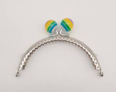 Angel Çanta Aksesuar 10.5 cm Renkli Şeker Başlıklı Cüzdan Çanta Klipsi Bursu Gümüş Metal - 1