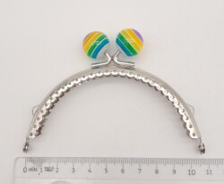 Angel Çanta Aksesuar 10.5 cm Renkli Şeker Başlıklı Cüzdan Çanta Klipsi Bursu Gümüş Metal - 2