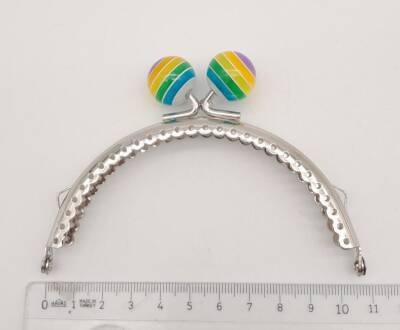 Angel Çanta Aksesuar 10.5 cm Renkli Şeker Başlıklı Cüzdan Çanta Klipsi Bursu Gümüş Metal - 2