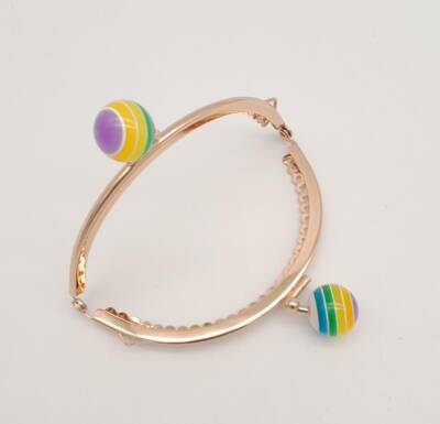 Angel Çanta Aksesuar 10.5 cm Renkli Şeker Başlıklı Cüzdan Çanta Klipsi Bursu Light Gold Metal - 2