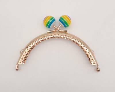 Angel Çanta Aksesuar 10.5 cm Renkli Şeker Başlıklı Cüzdan Çanta Klipsi Bursu Light Gold Metal - 1