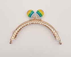 Angel Çanta Aksesuar 10.5 cm Renkli Şeker Başlıklı Cüzdan Çanta Klipsi Bursu Light Gold Metal - Angel Çanta Aksesuar