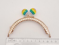 Angel Çanta Aksesuar 10.5 cm Renkli Şeker Başlıklı Cüzdan Çanta Klipsi Bursu Light Gold Metal - 3