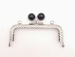 Angel Çanta Aksesuar 10.5 cm Siyah Toplu Çanta Klipsi Çanta Bursu Gümüş Metal - Angel Çanta Aksesuar