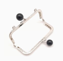 Angel Çanta Aksesuar 10.5 cm Siyah Toplu Çanta Klipsi Çanta Bursu Gümüş Metal - 2