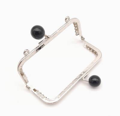 Angel Çanta Aksesuar 10.5 cm Siyah Toplu Çanta Klipsi Çanta Bursu Gümüş Metal - 2