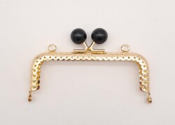 Angel Çanta Aksesuar 10.5 cm Siyah Toplu Çanta Klipsi Çanta Bursu Light Gold Metal - Angel Çanta Aksesuar