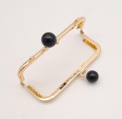 Angel Çanta Aksesuar 10.5 cm Siyah Toplu Çanta Klipsi Çanta Bursu Light Gold Metal - 2