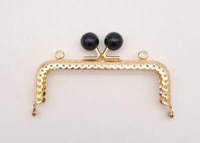 Angel Çanta Aksesuar 10.5 cm Siyah Toplu Çanta Klipsi Çanta Bursu Light Gold Metal - 1