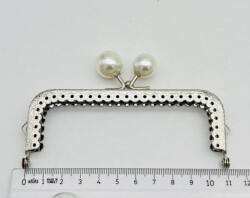 Angel Çanta Aksesuar 11 Cm Cüzdan Klipsi Silvery Renk İncili - Angel Çanta Aksesuar