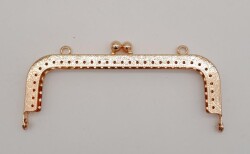 Angel Çanta Aksesuar 12.5 cm Dikdörtgen Çanta Klipsi Çanta Bursu Light Gold Metal - Angel Çanta Aksesuar