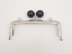 Angel Çanta Aksesuar 12.5 cm Siyah Toplu Çanta Klipsi Çanta Bursu Gümüş Metal - Angel Çanta Aksesuar