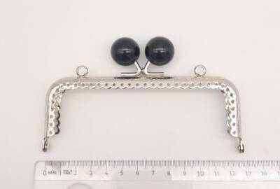 Angel Çanta Aksesuar 12.5 cm Siyah Toplu Çanta Klipsi Çanta Bursu Gümüş Metal - 2