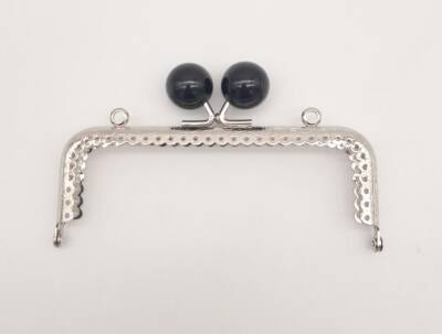 Angel Çanta Aksesuar 12.5 cm Siyah Toplu Çanta Klipsi Çanta Bursu Gümüş Metal - 1