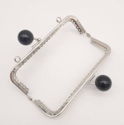 Angel Çanta Aksesuar 12.5 cm Siyah Toplu Çanta Klipsi Çanta Bursu Gümüş Metal - 3