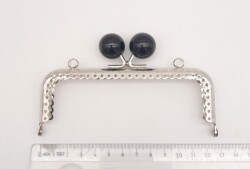 Angel Çanta Aksesuar 12.5 cm Siyah Toplu Çanta Klipsi Çanta Bursu Gümüş Metal - 2