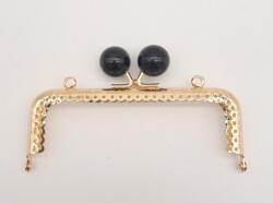 Angel Çanta Aksesuar 12.5 cm Siyah Toplu Çanta Klipsi Çanta Bursu Light Gold Metal - Angel Çanta Aksesuar