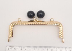 Angel Çanta Aksesuar 12.5 cm Siyah Toplu Çanta Klipsi Çanta Bursu Light Gold Metal - 2