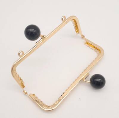 Angel Çanta Aksesuar 12.5 cm Siyah Toplu Çanta Klipsi Çanta Bursu Light Gold Metal - 3