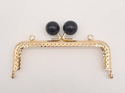 Angel Çanta Aksesuar 12.5 cm Siyah Toplu Çanta Klipsi Çanta Bursu Light Gold Metal - 1