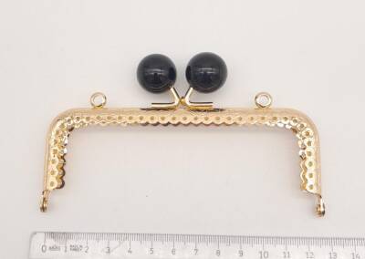 Angel Çanta Aksesuar 12.5 cm Siyah Toplu Çanta Klipsi Çanta Bursu Light Gold Metal - 2