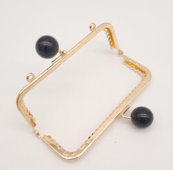 Angel Çanta Aksesuar 12.5 cm Siyah Toplu Çanta Klipsi Çanta Bursu Light Gold Metal - 3