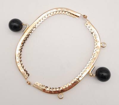 Angel Çanta Aksesuar 12.5 cm Siyah Toplu Oval Çanta Klipsi Çanta Bursu Light Gold Metal - 2