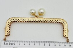 Angel Çanta Aksesuar 13 Cm Cüzdan Klipsi Golden Renk İncili - Angel Çanta Aksesuar