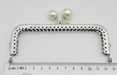 Angel Çanta Aksesuar 13 Cm Cüzdan Klipsi Silvery Renk İncili - 1