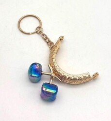 Angel Çanta Aksesuar 5 Cm Anahtarlıklı Cüzdan Klipsi Golden Renk Mavi Şeker Toplu - Angel Çanta Aksesuar