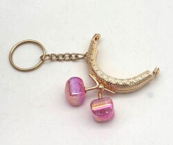 Angel Çanta Aksesuar 5 Cm Anahtarlıklı Cüzdan Klipsi Golden Renk Pembe Şeker Toplu - Angel Çanta Aksesuar