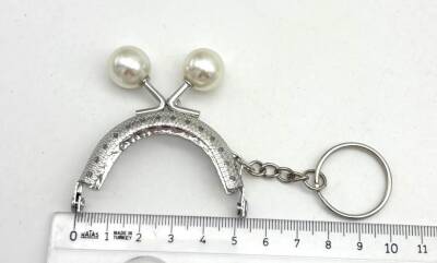 Angel Çanta Aksesuar 5 Cm Anahtarlıklı Cüzdan Klipsi Gümüş Renk İnci Toplu - 1