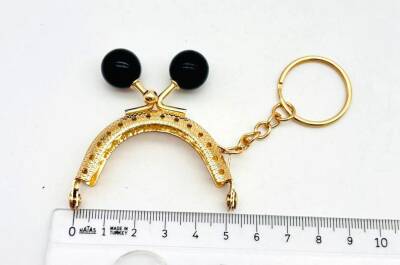 Angel Çanta Aksesuar 5 Cm Anahtarlıklı Cüzdan Klipsi Light Gold Renk Siyah Toplu - 1