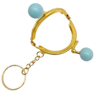 Angel Çanta Aksesuar 5 cm Anahtarlıklı Toplu Cüzdan Klipsi Bebe Mavi Renk Gold Metal - 4