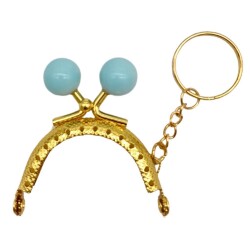 Angel Çanta Aksesuar 5 cm Anahtarlıklı Toplu Cüzdan Klipsi Bebe Mavi Renk Gold Metal - Angel Çanta Aksesuar