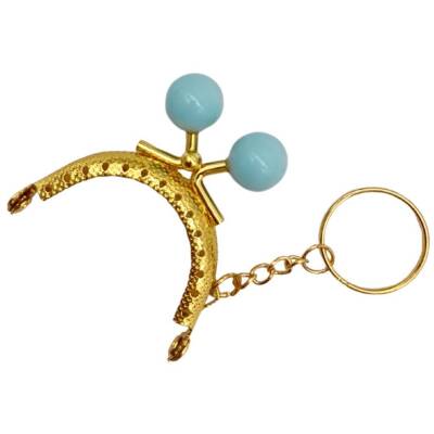 Angel Çanta Aksesuar 5 cm Anahtarlıklı Toplu Cüzdan Klipsi Bebe Mavi Renk Gold Metal - 3