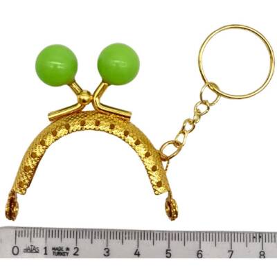 Angel Çanta Aksesuar 5 cm Anahtarlıklı Toplu Cüzdan Klipsi Fıstık Yeşili Renk Gold Metal - 2